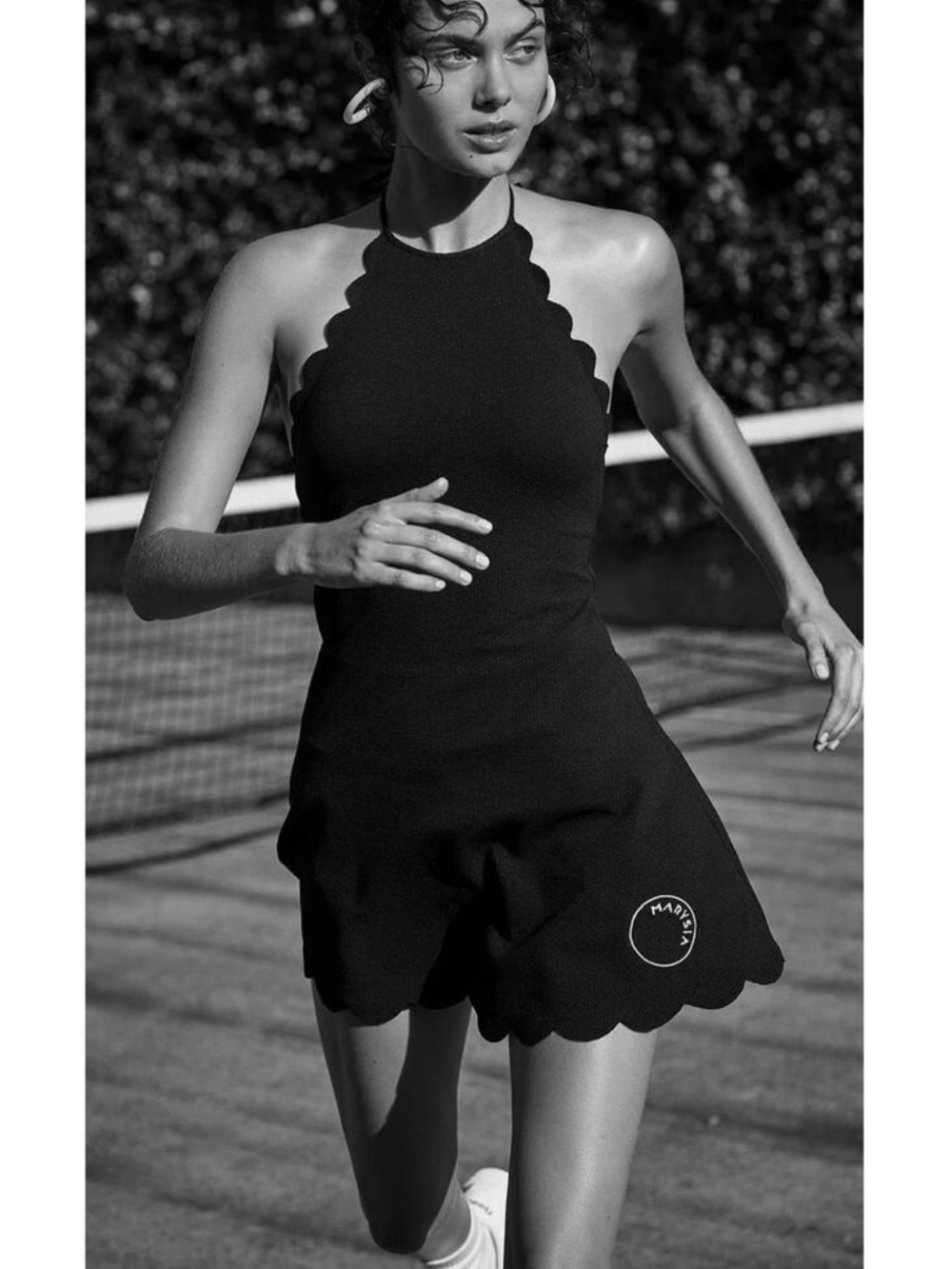 Marysia Swim Black Scalloped Halter Mini Dress